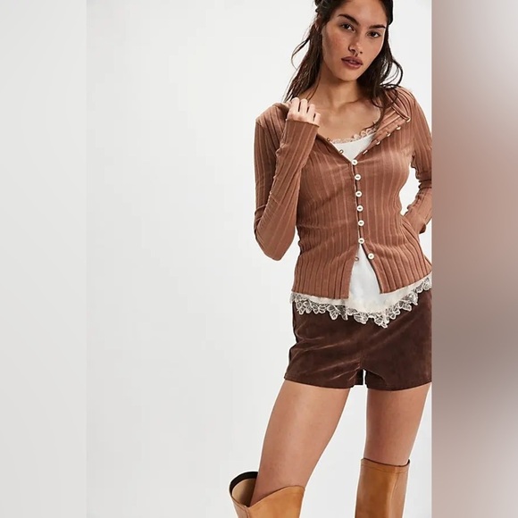 Free People Sweaters - NWOT Free People Tilly Ribbed Knit Long Sleeve Button Down Cardigan Otter Sz S
